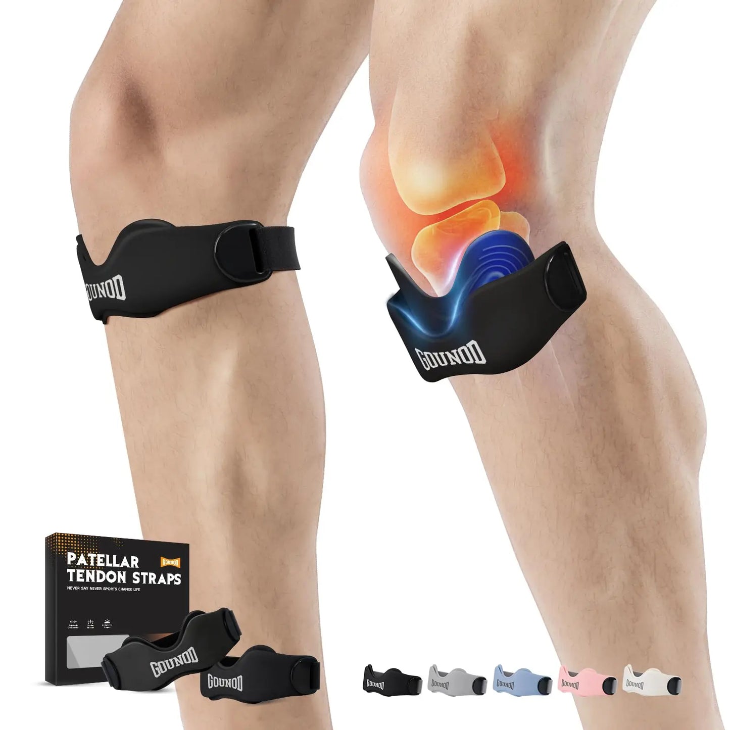 GOUNOD Patellar Tendon Support Strap Adjustable Silicone Knee Brace