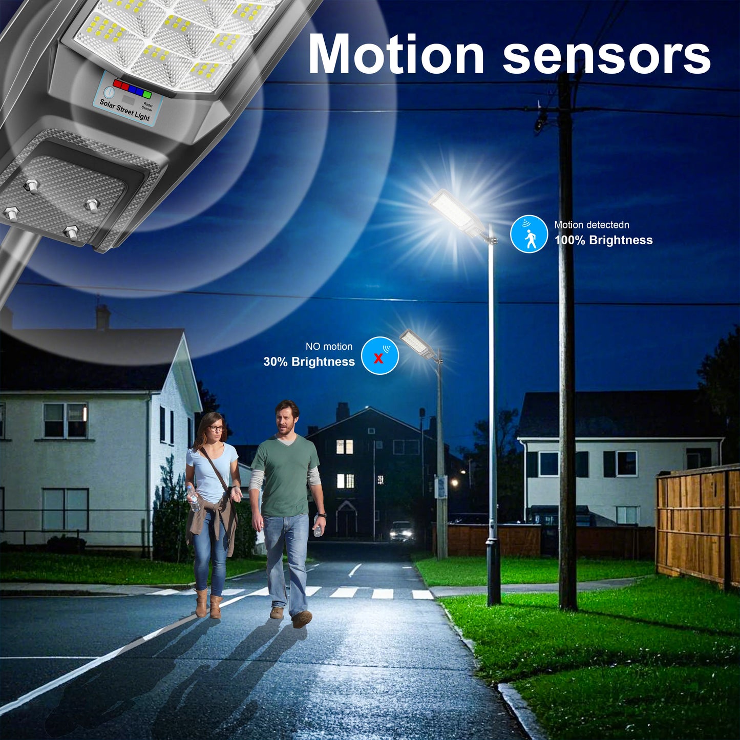 Outdoor Solar Light With Motion Sensor Always Bright Dusk-to-Dawn IP65