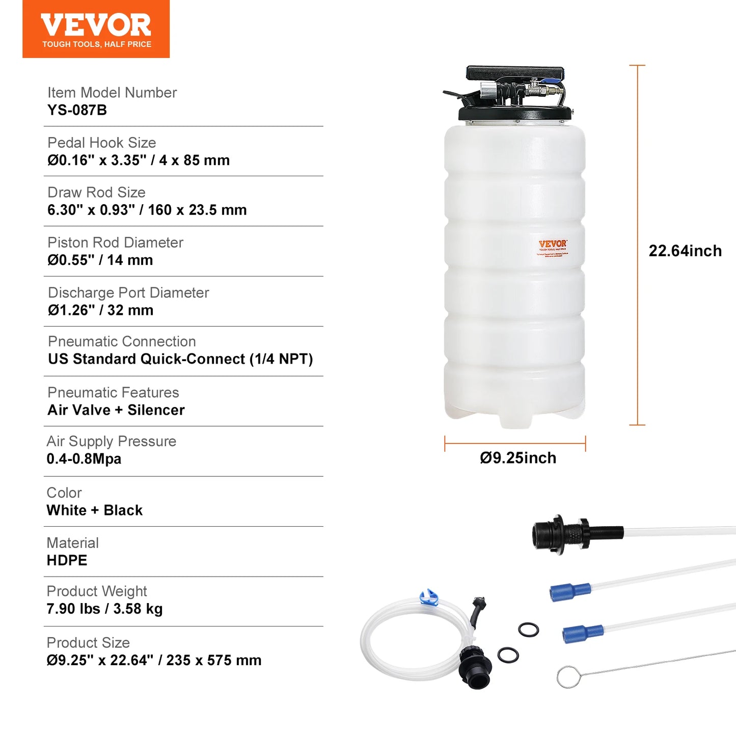 SucceBuy Pneumatic Fluid Extractor With Suction Hose For Automotive Fluids