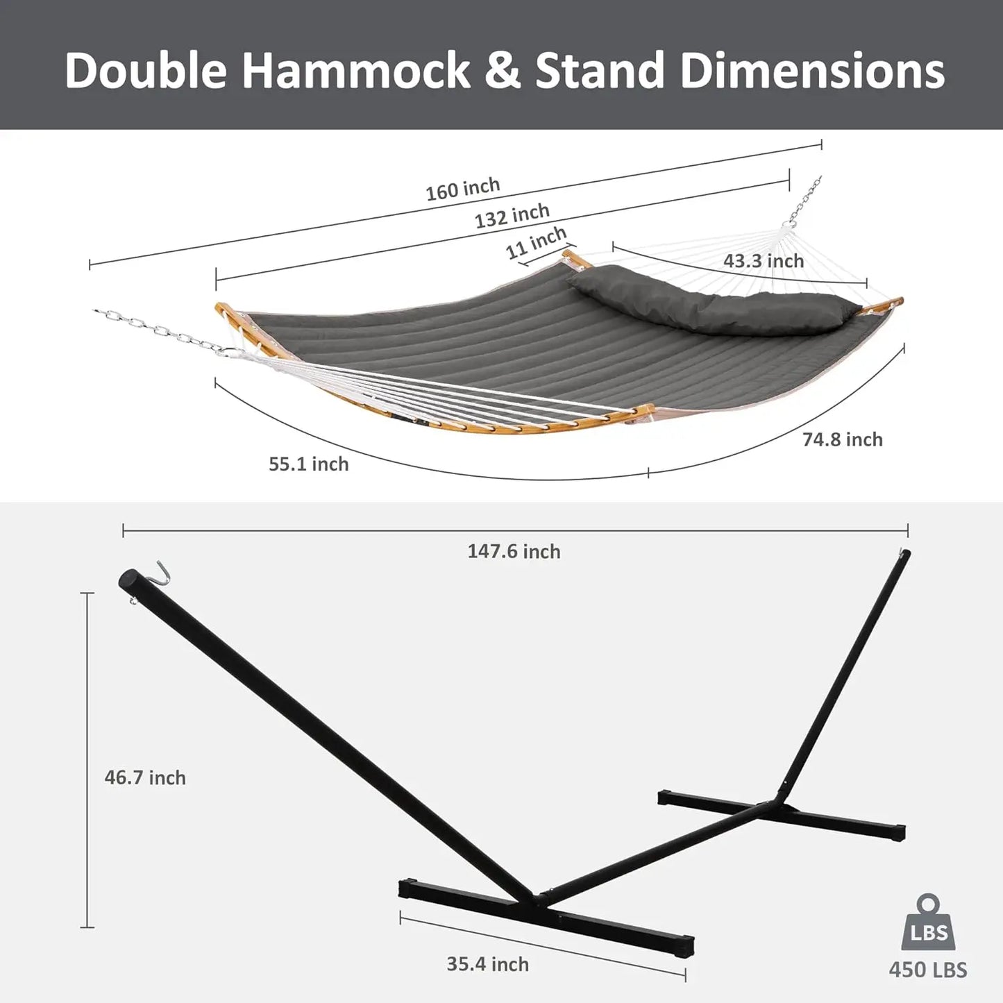 Double Portable Hammock With Stand For Two Outdoor Camping