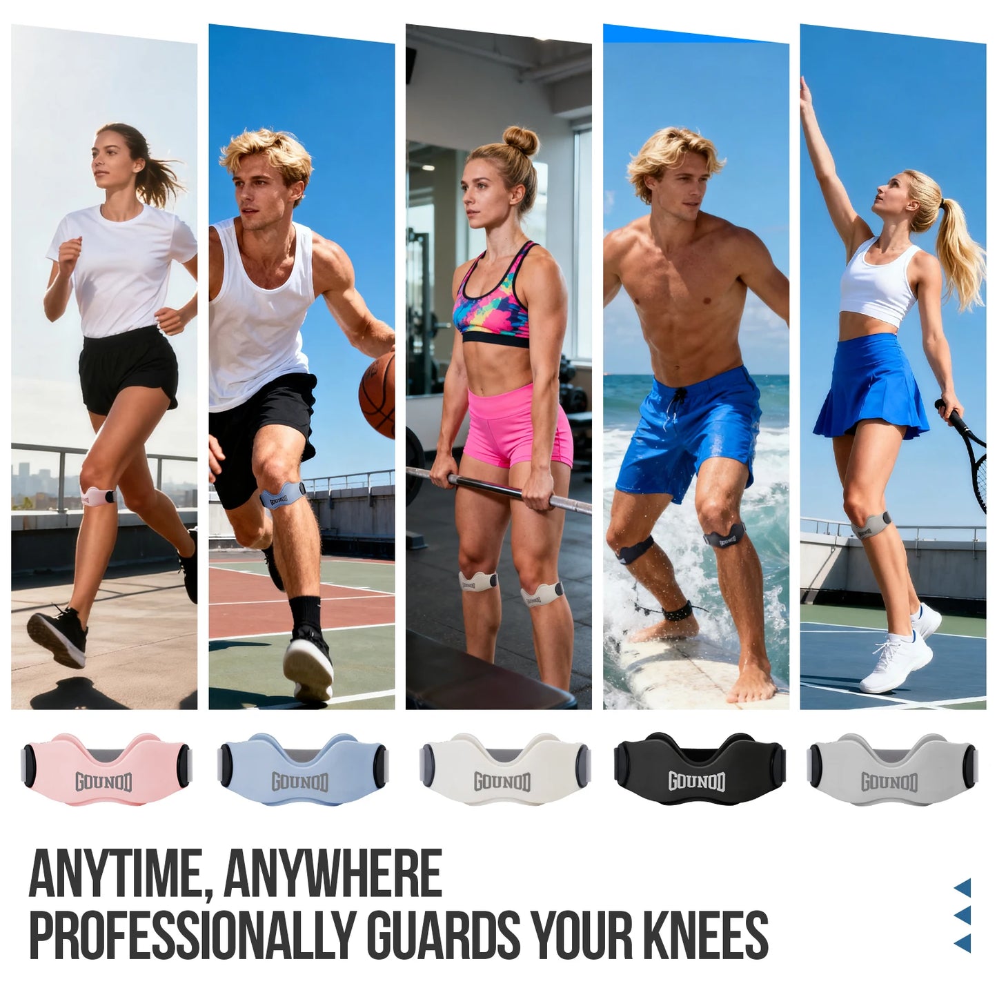 GOUNOD Patellar Tendon Support Strap Adjustable Silicone Knee Brace