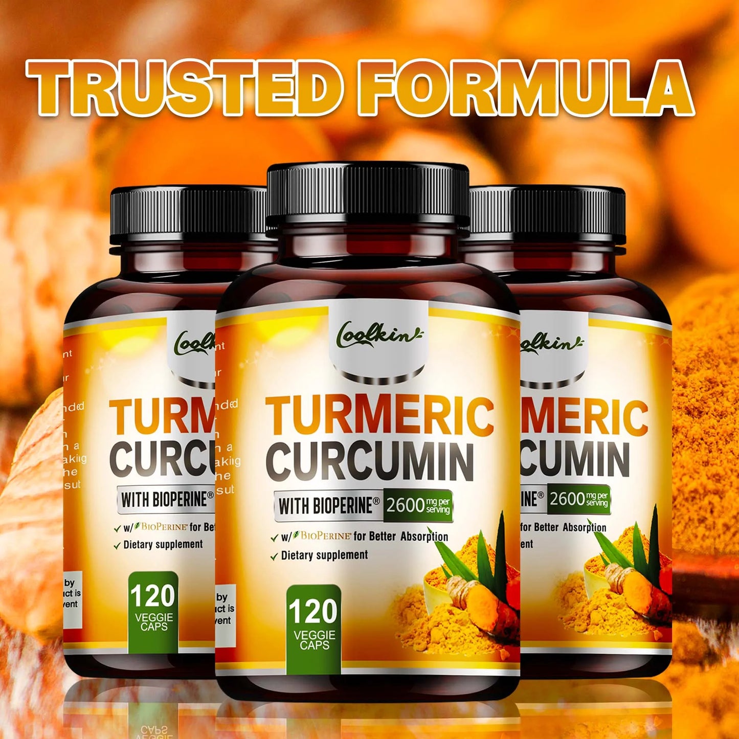 Coolkin Turmeric Curcumin 95 Percent Bioperine Joint Support Capsules