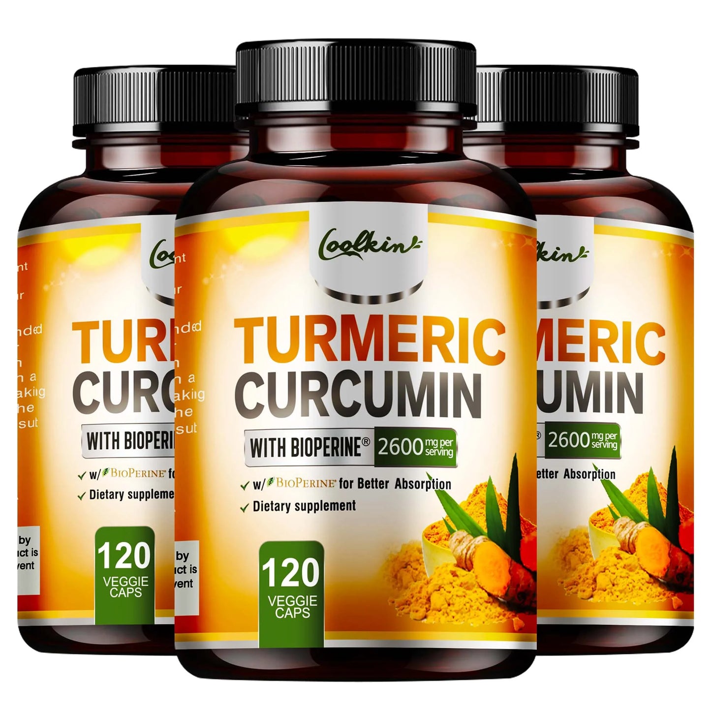 Coolkin Turmeric Curcumin 95 Percent Bioperine Joint Support Capsules