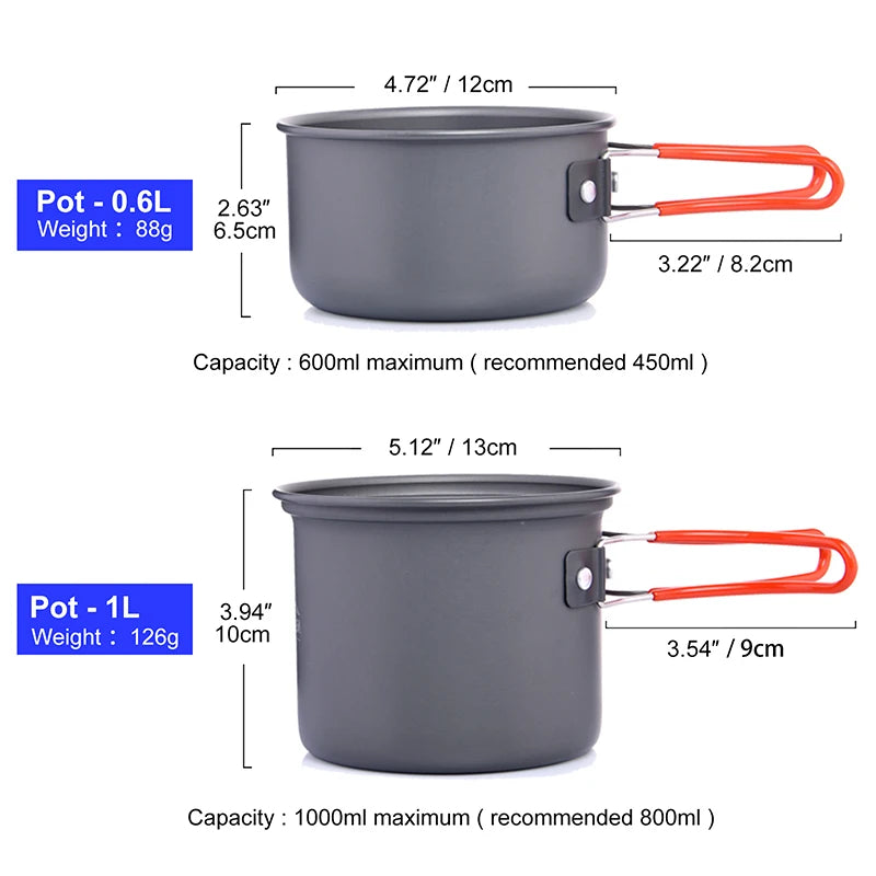 Widesea Camping Cookware Set Portable Pot Stove Outdoor Tableware