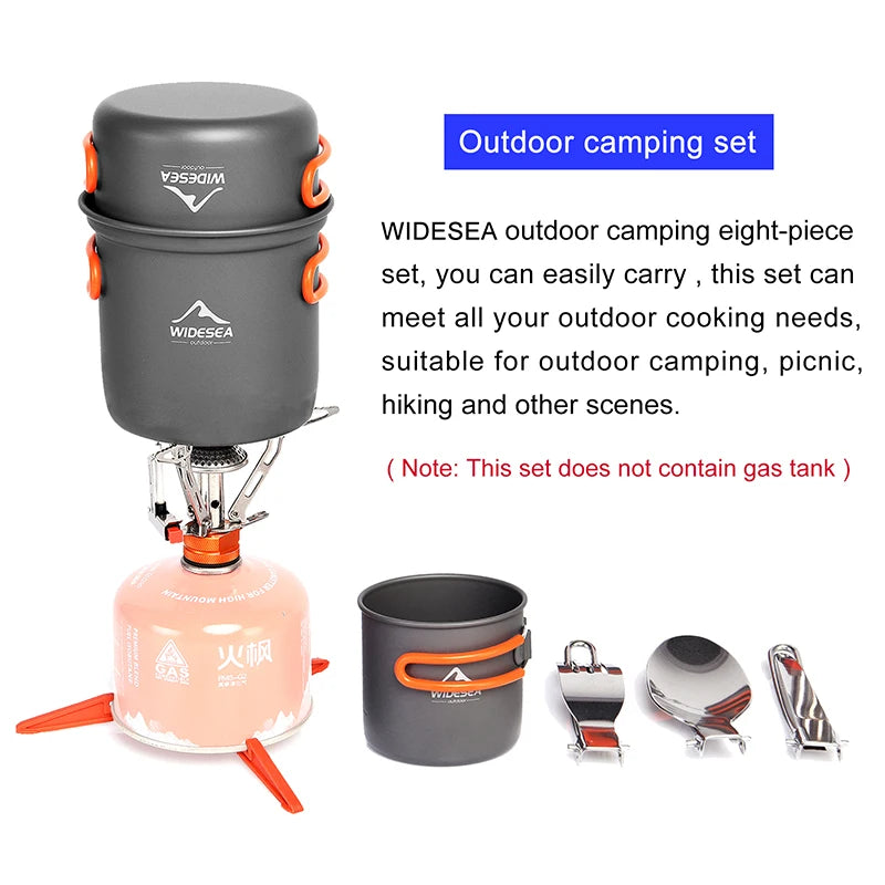 Widesea Camping Cookware Set Portable Pot Stove Outdoor Tableware