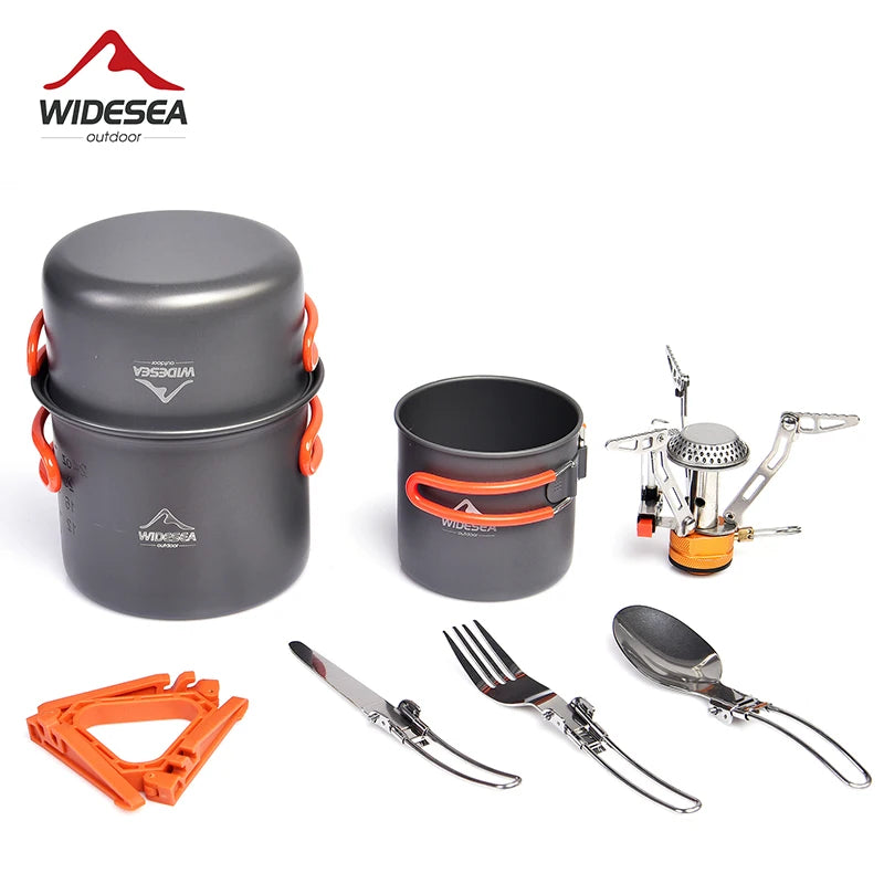 Widesea Camping Cookware Set Portable Pot Stove Outdoor Tableware