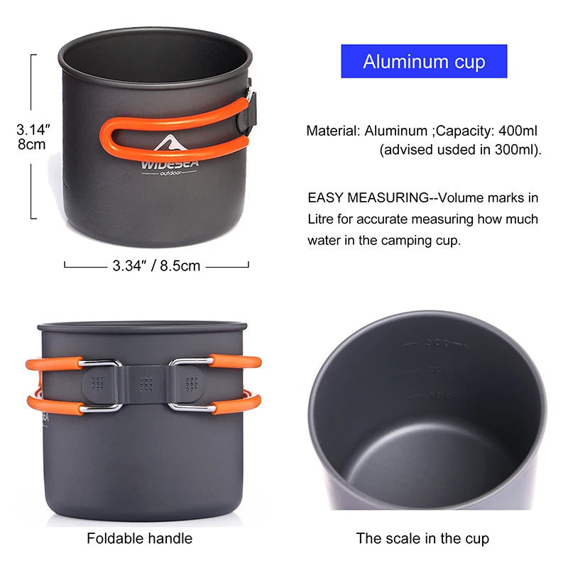 Widesea Camping Cookware Set Portable Pot Stove Outdoor Tableware