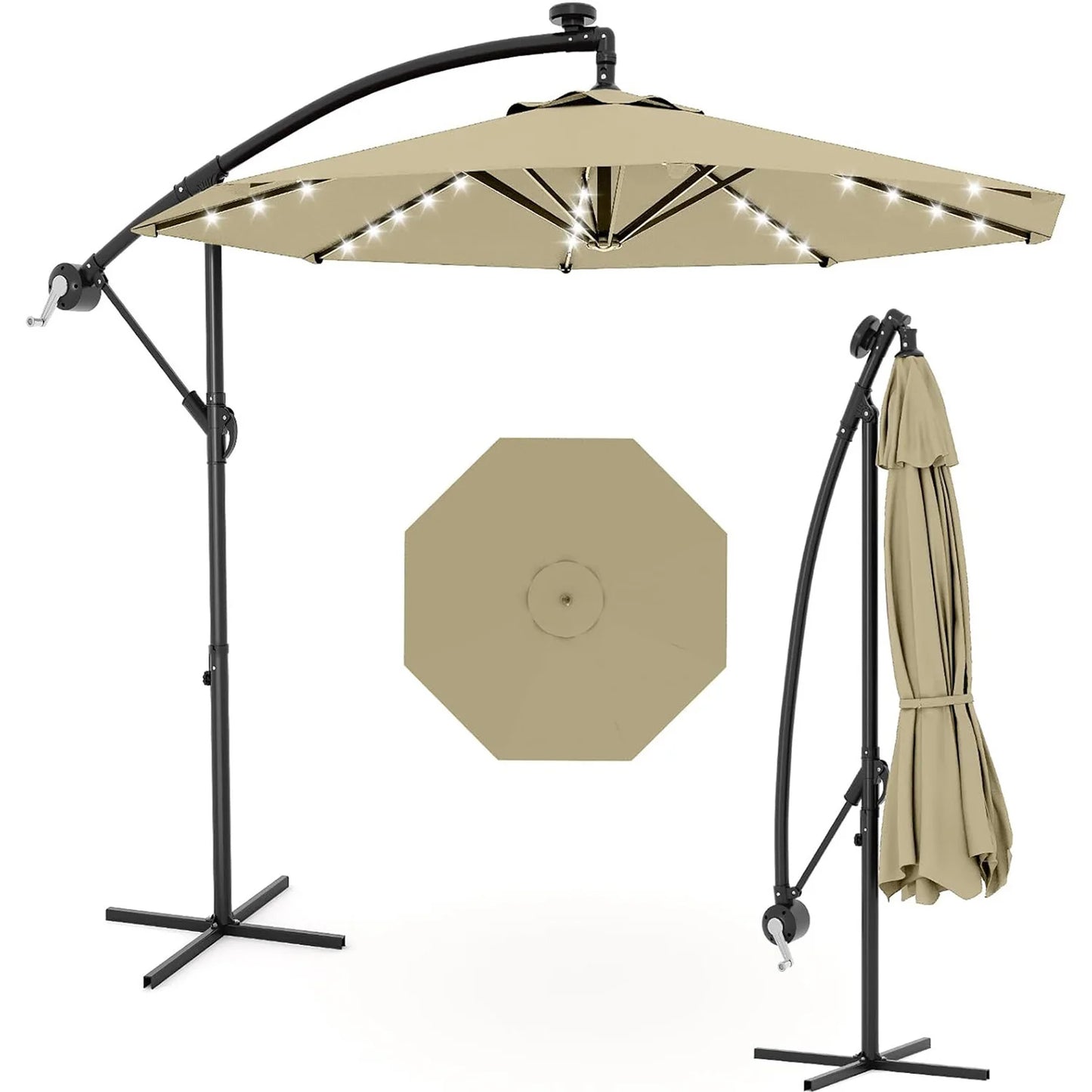 HiMISS Cantilever Patio Umbrella With Solar LED Lights