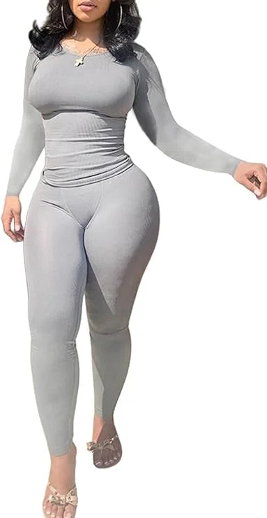 Women's Long Sleeve Leggings Set Exercise Wear 2 Piece