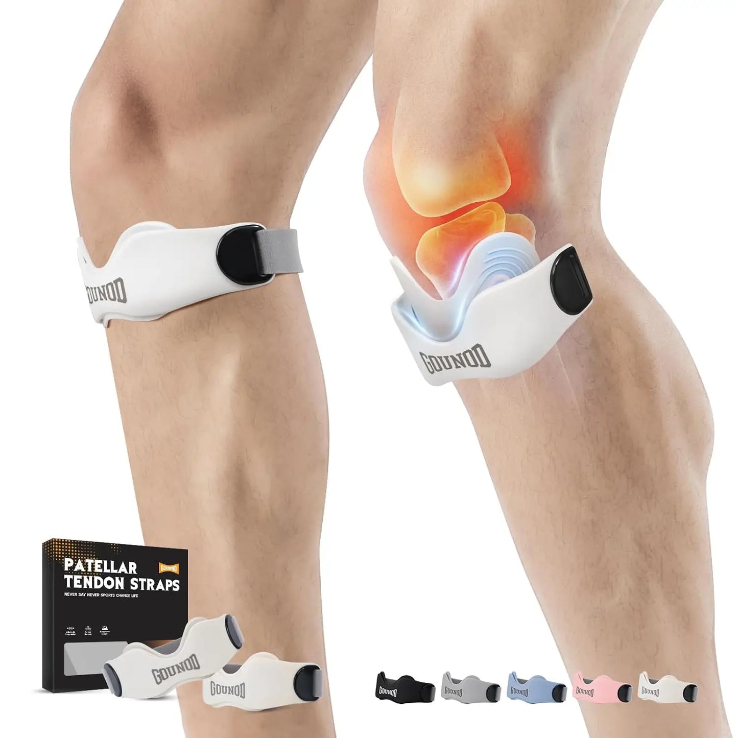 GOUNOD Patellar Tendon Support Strap Adjustable Silicone Knee Brace