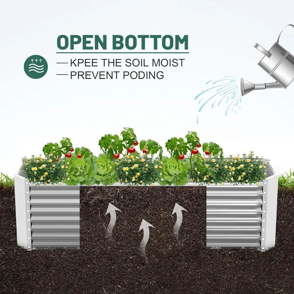Galvanized Raised Garden Bed Kit Planter Boxes for Outdoor Use