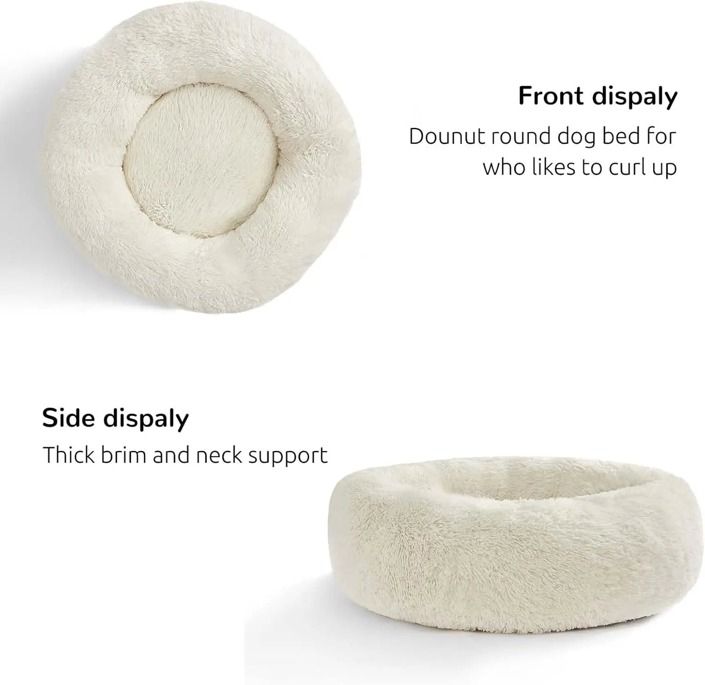 CalmingComfort Washable Donut Dog Bed For Pets Up To 85lb