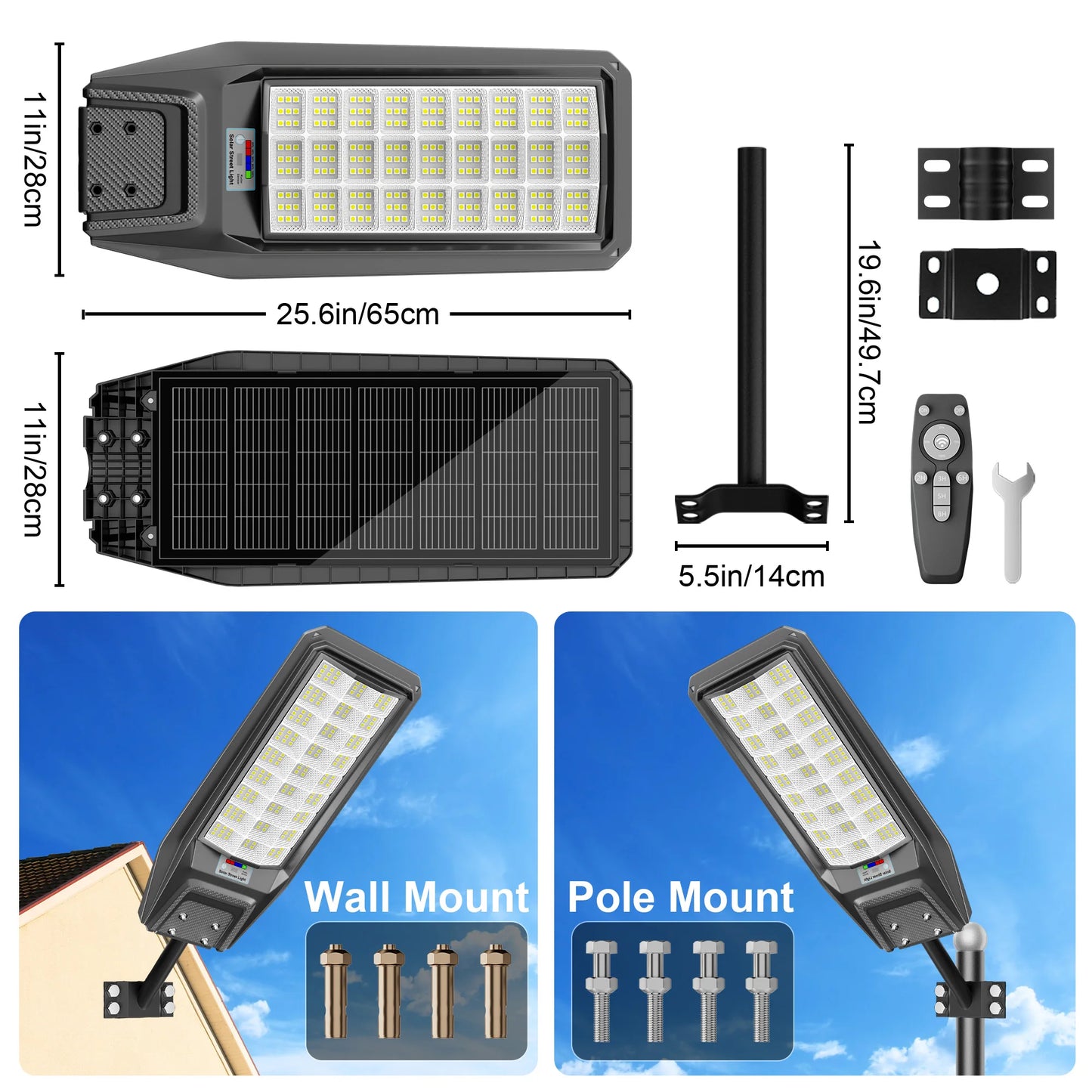 Outdoor Solar Light With Motion Sensor Always Bright Dusk-to-Dawn IP65
