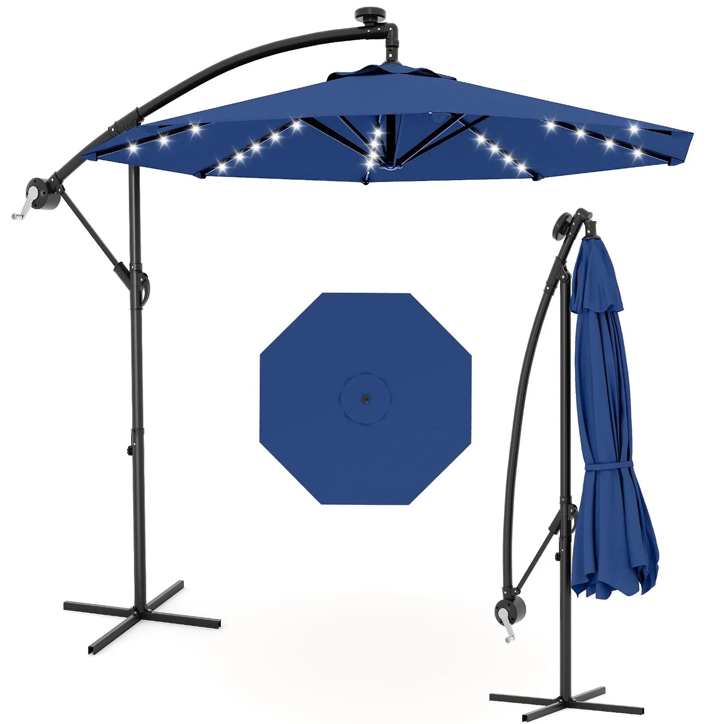 HiMISS Cantilever Patio Umbrella With Solar LED Lights
