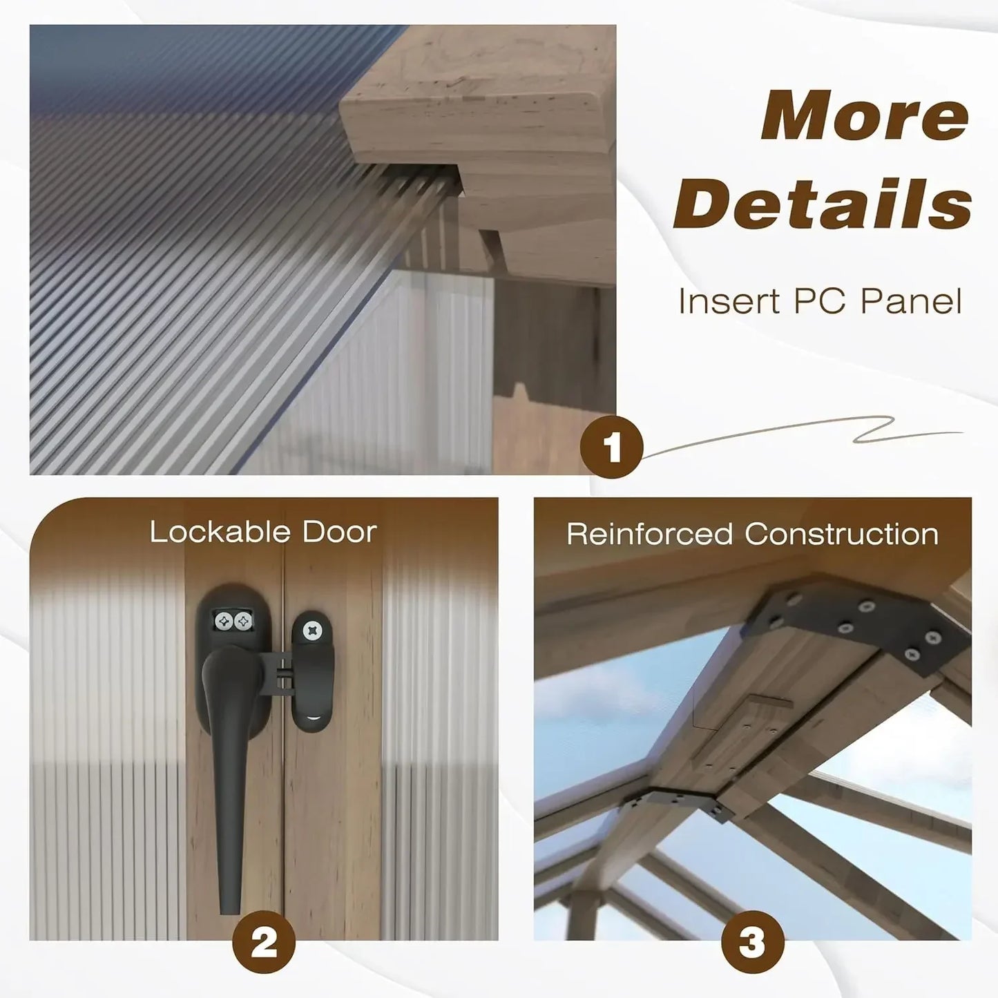 Outdoor Wooden Walk-In Greenhouse Kit With Lockable Door