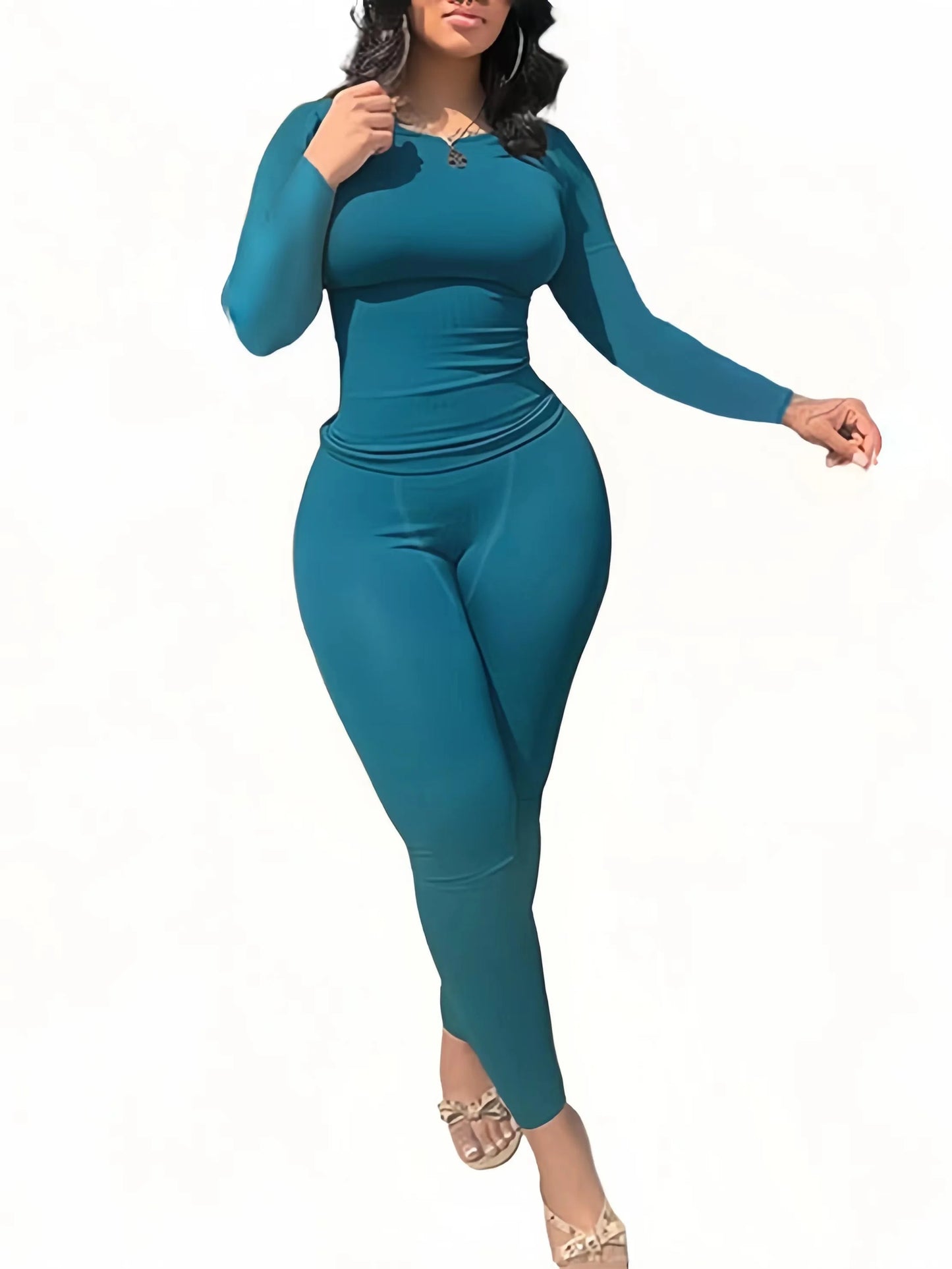 Women's Long Sleeve Leggings Set Exercise Wear 2 Piece