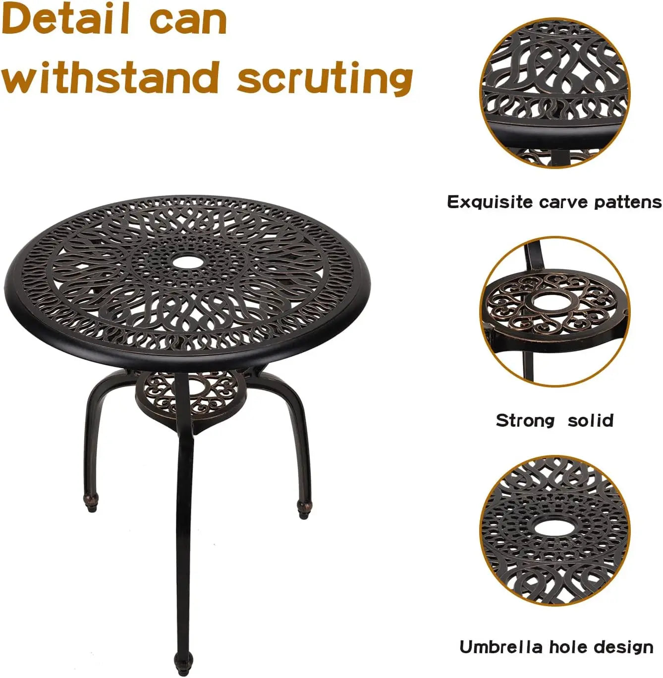 Three Piece Patio Bistro Set Cast Aluminum Table Outdoor Garden
