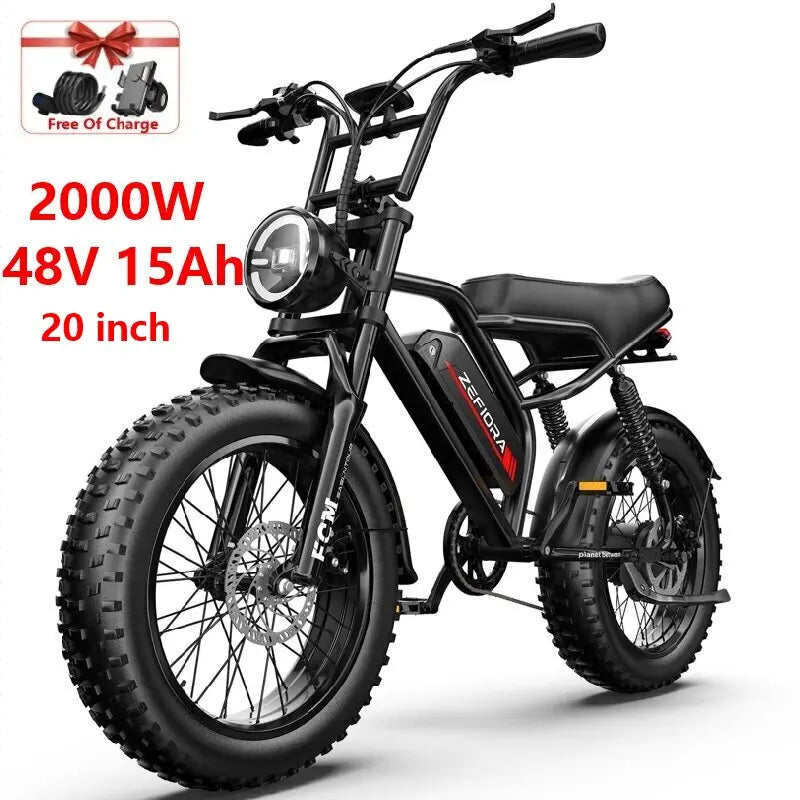 ZEFIORA Electric Fat Bike V10 1000W 2000W High Speed 30to60mi