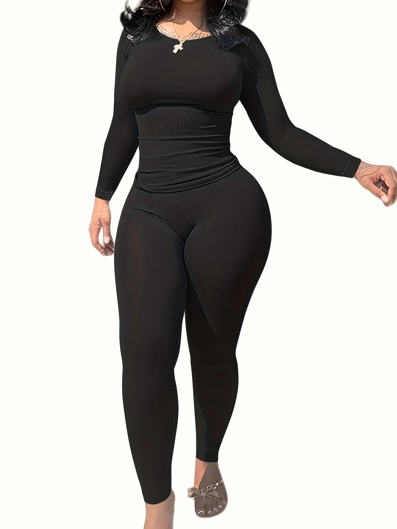 Women's Long Sleeve Leggings Set Exercise Wear 2 Piece