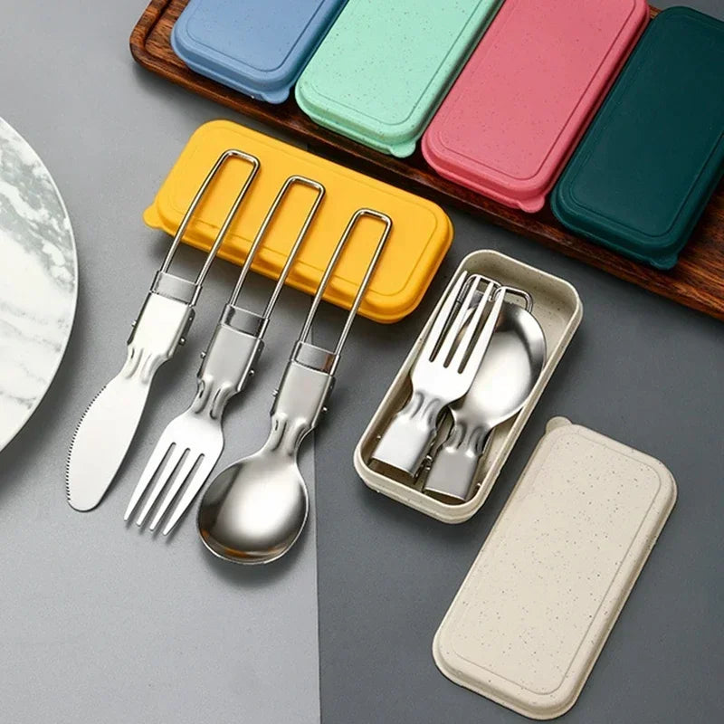 SMHXIANGQIANJIN Mini Portable Outdoor Spoon Fork Cutlery Set Stainless Steel