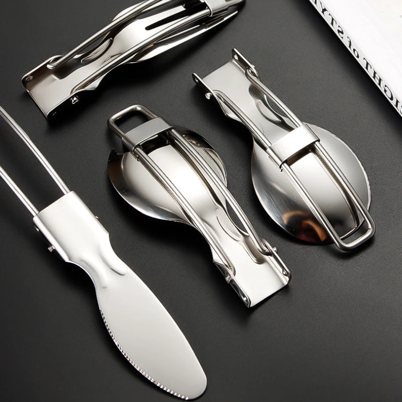 SMHXIANGQIANJIN Mini Portable Outdoor Spoon Fork Cutlery Set Stainless Steel