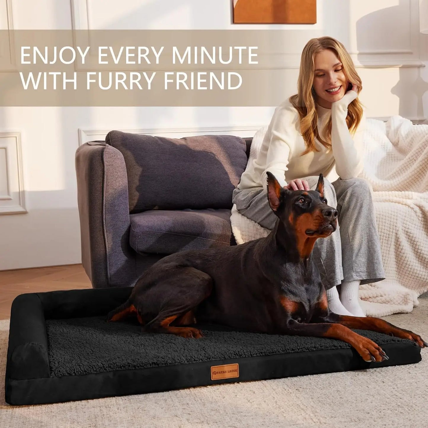 Orthopedic Dog Bed Waterproof Cover Removable Washable Non Skid Bottom