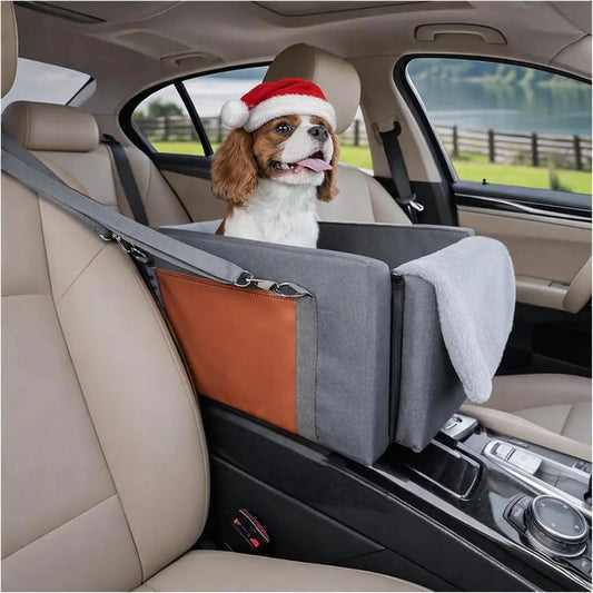 Avont Center Console Dog Car Seat With Double Belts And Armrest Booster