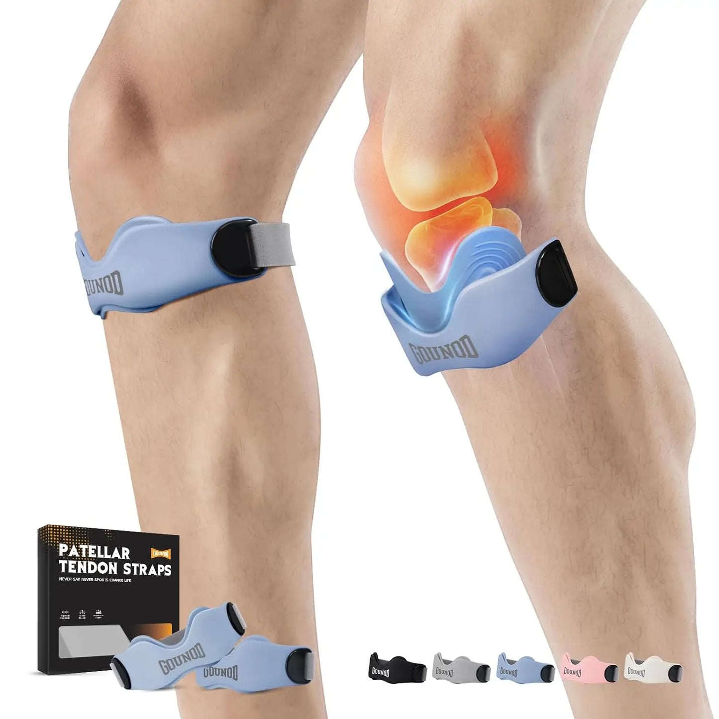 GOUNOD Patellar Tendon Support Strap Adjustable Silicone Knee Brace