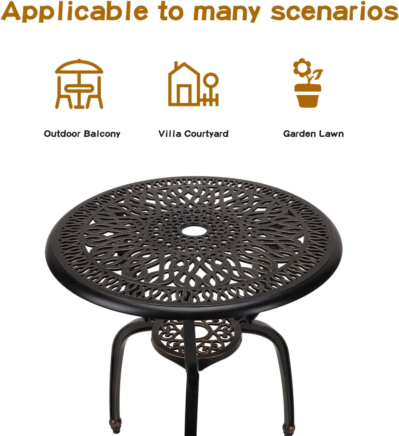 Three Piece Patio Bistro Set Cast Aluminum Table Outdoor Garden