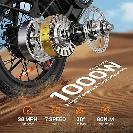 URLIFE 1000W E20 Electric Bike Removable Battery 48V 13Ah