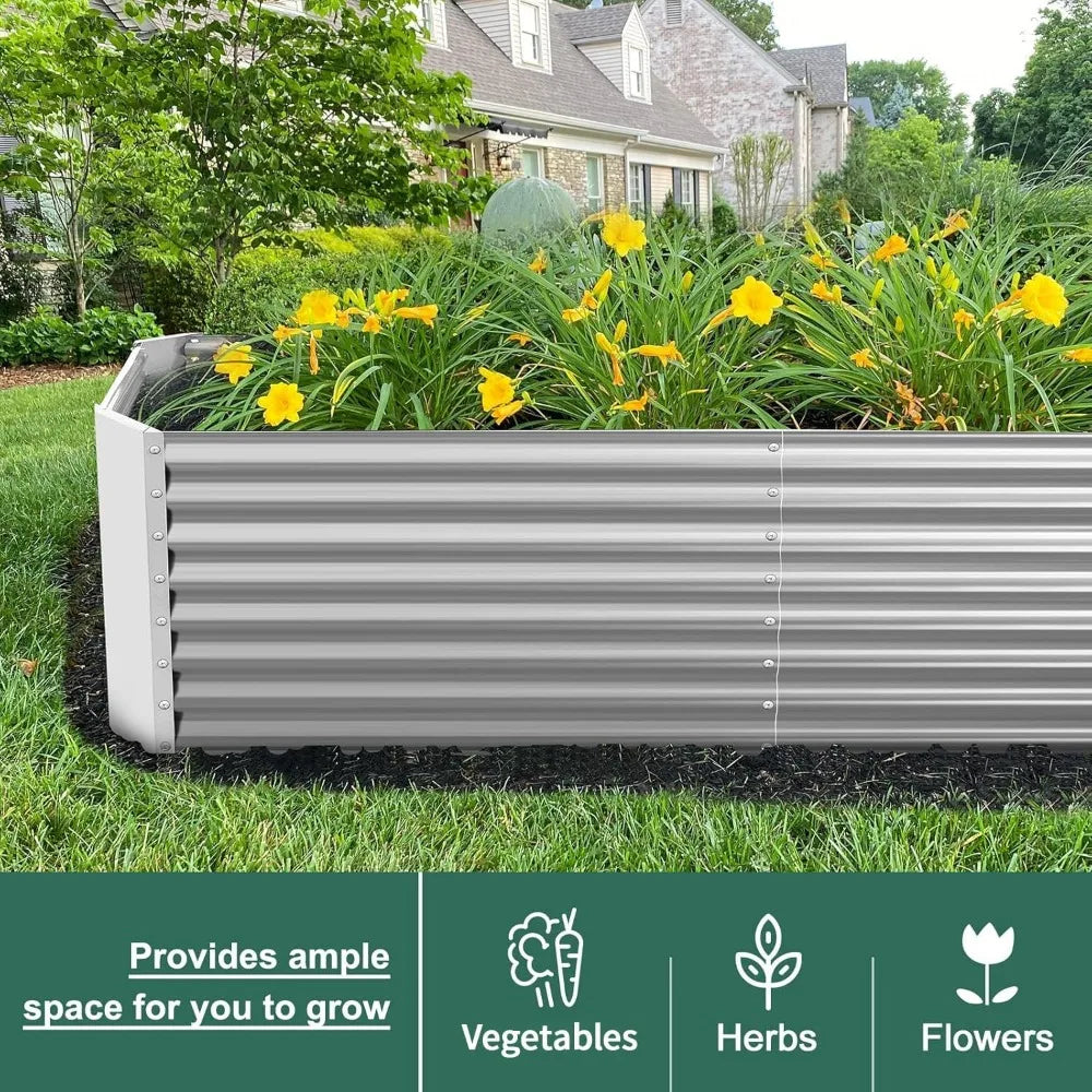 Galvanized Raised Garden Bed Kit Planter Boxes for Outdoor Use