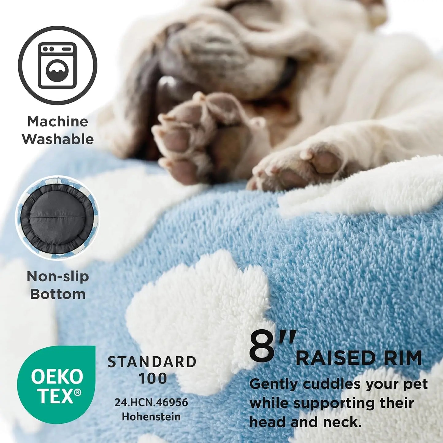 Cozy Round Donut Pet Bed With Washable Cover Anti Slip