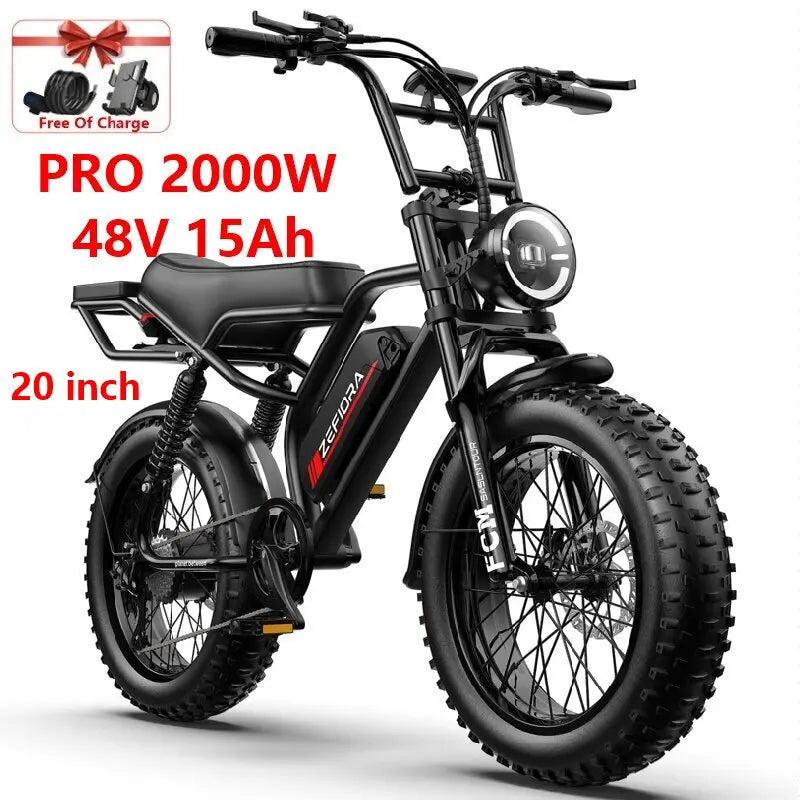 ZEFIORA Electric Fat Bike V10 1000W 2000W High Speed 30to60mi