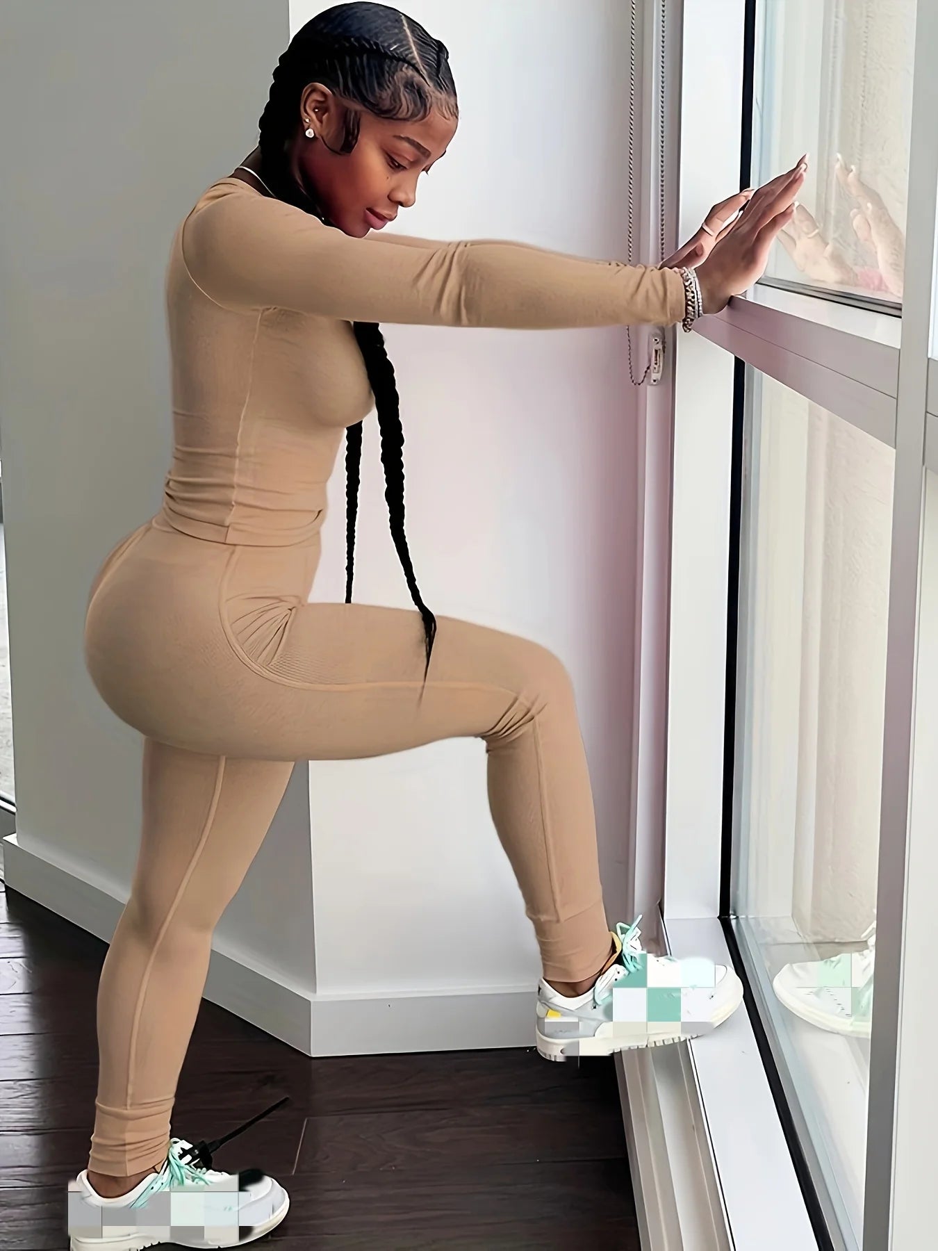 Women's Long Sleeve Leggings Set Exercise Wear 2 Piece
