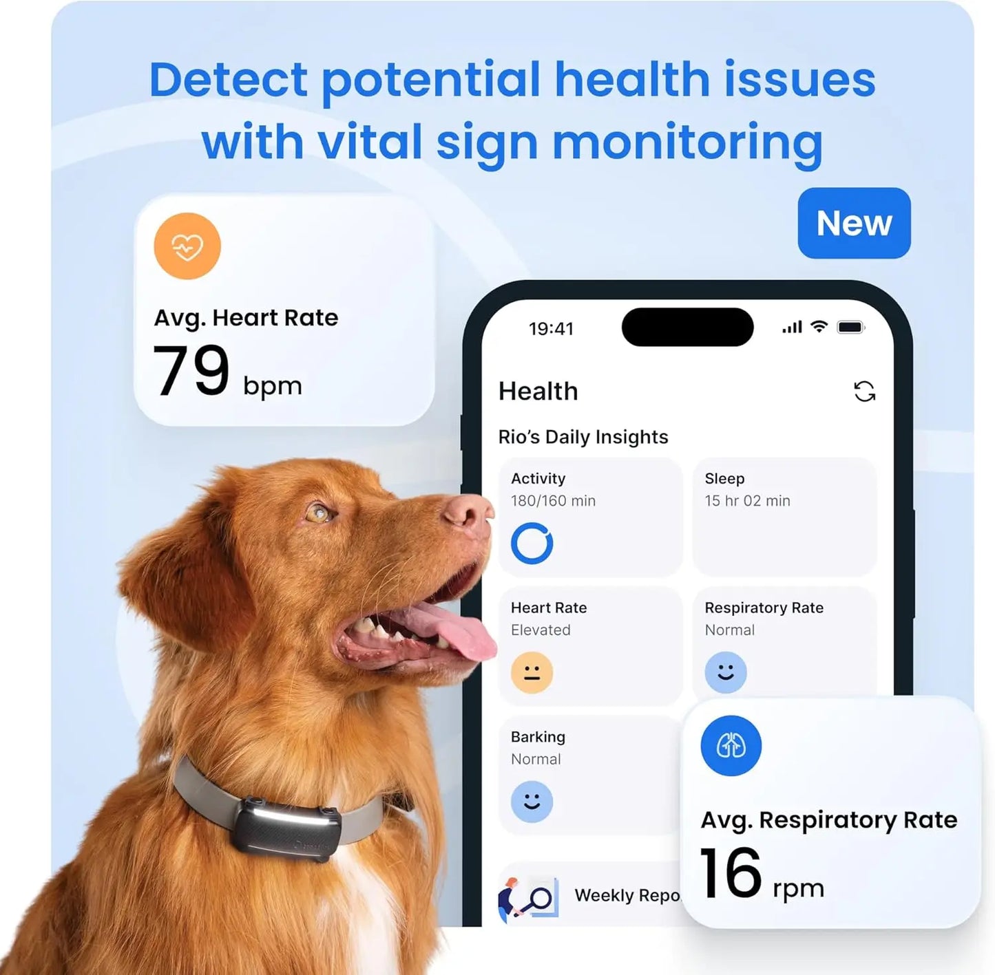 Smart GPS Dog Tracker With Live Tracking Health Monitoring