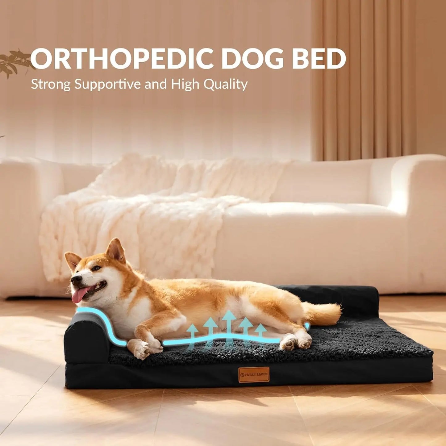 Orthopedic Dog Bed Waterproof Cover Removable Washable Non Skid Bottom