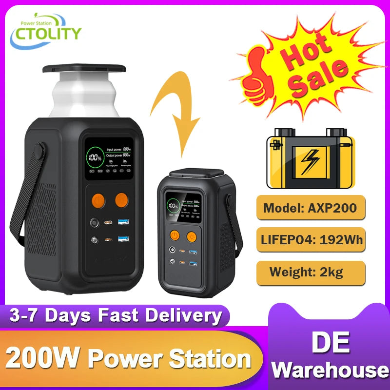 CTOLITY 200W Power Station 192Wh Lifepo4 Portable Charger