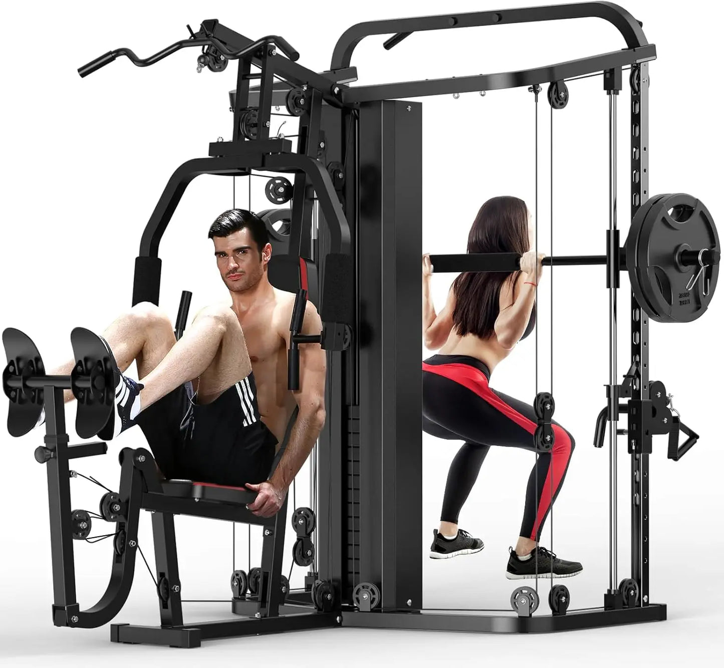 YTYIN Home Gym Smith Machine With 138 Lb Weight Stack