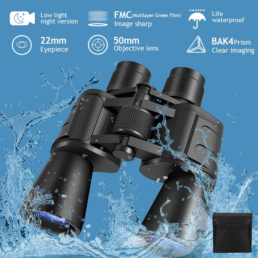 Professional Binoculars HD BAK4 Prism Night Vision Long Range