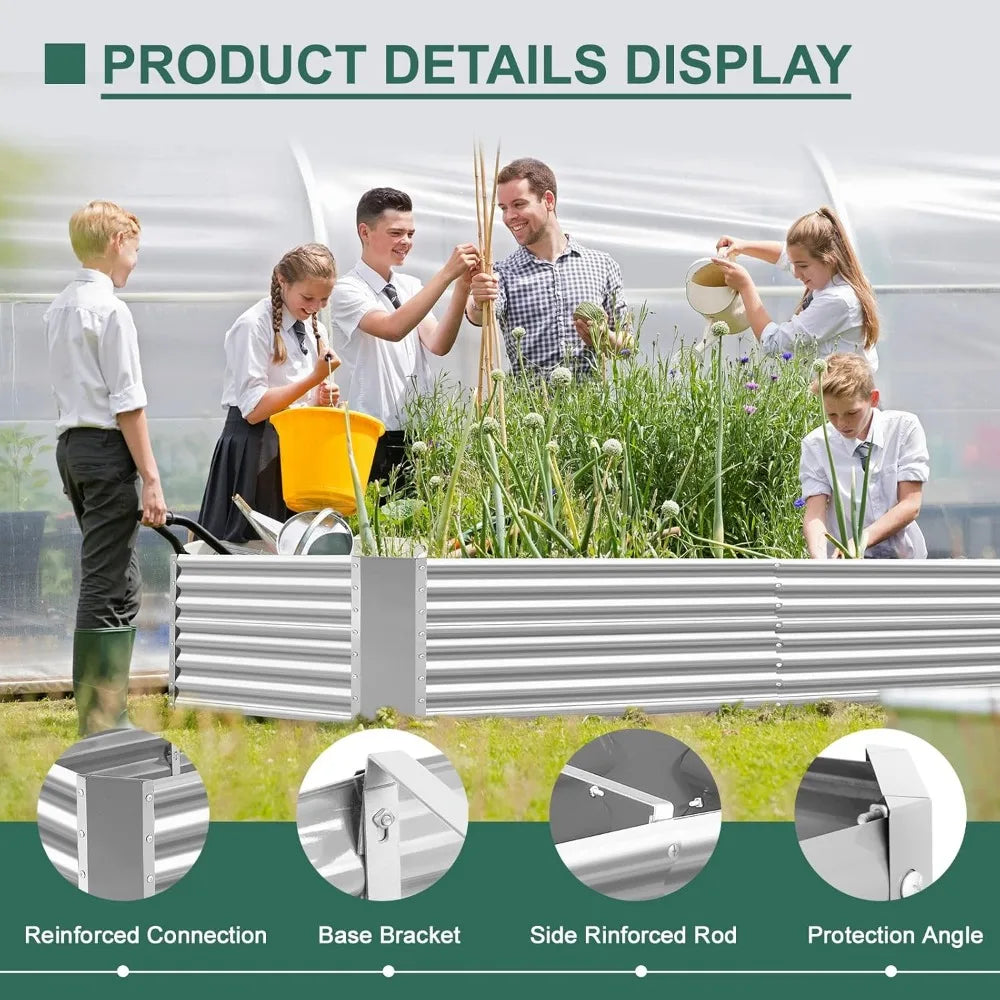 Galvanized Raised Garden Bed Kit Planter Boxes for Outdoor Use
