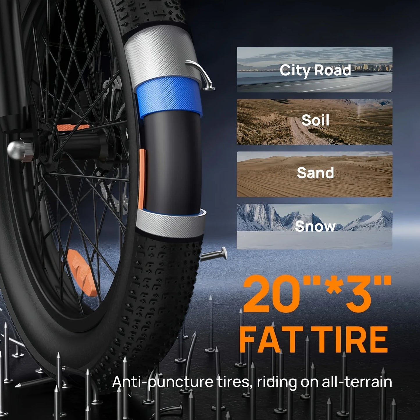 URLIFE 1000W E20 Electric Bike Removable Battery 48V 13Ah