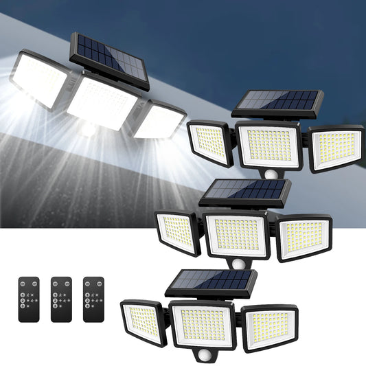 SZRSTH Outdoor Waterproof Solar Motion Sensor 3-Head LED Security Light