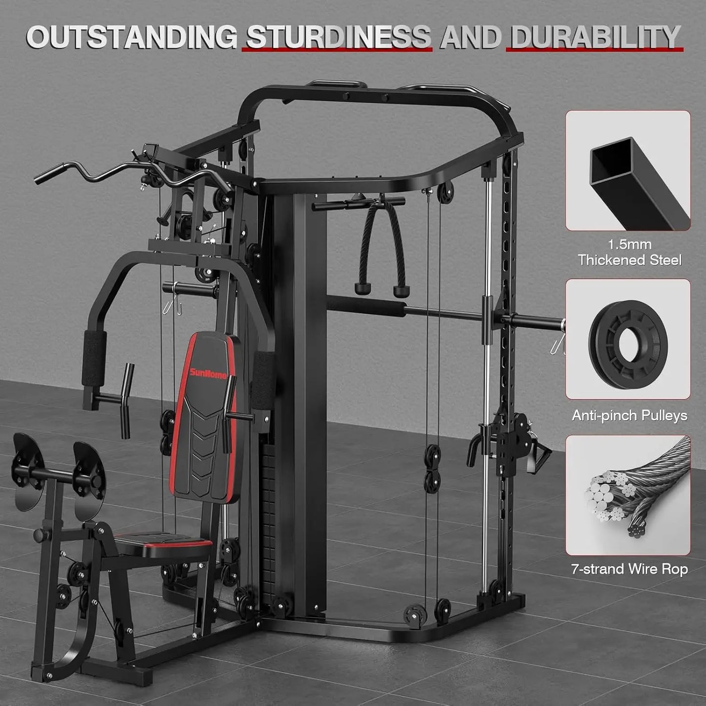 YTYIN Home Gym Smith Machine With 138 Lb Weight Stack