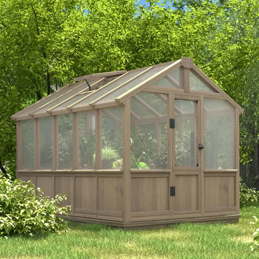 Outdoor Wooden Walk-In Greenhouse Kit With Lockable Door
