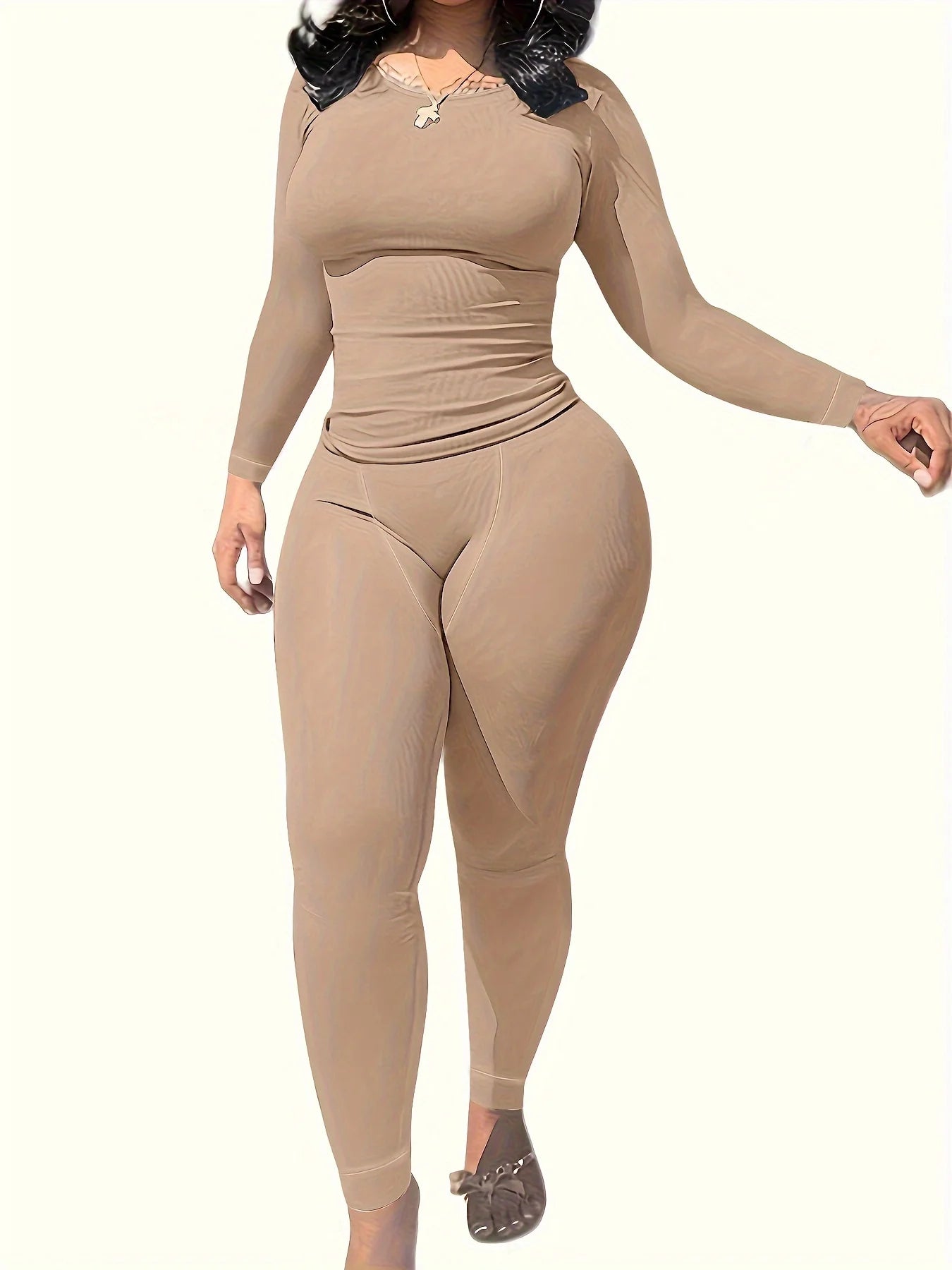 Women's Long Sleeve Leggings Set Exercise Wear 2 Piece