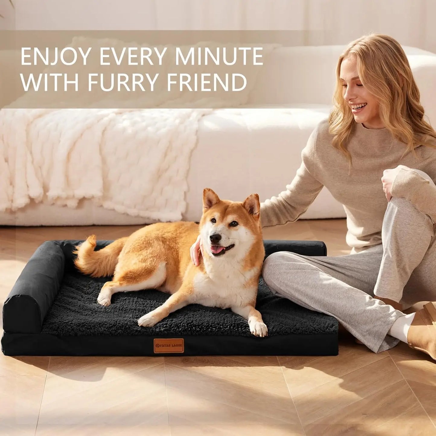 Orthopedic Dog Bed Waterproof Cover Removable Washable Non Skid Bottom