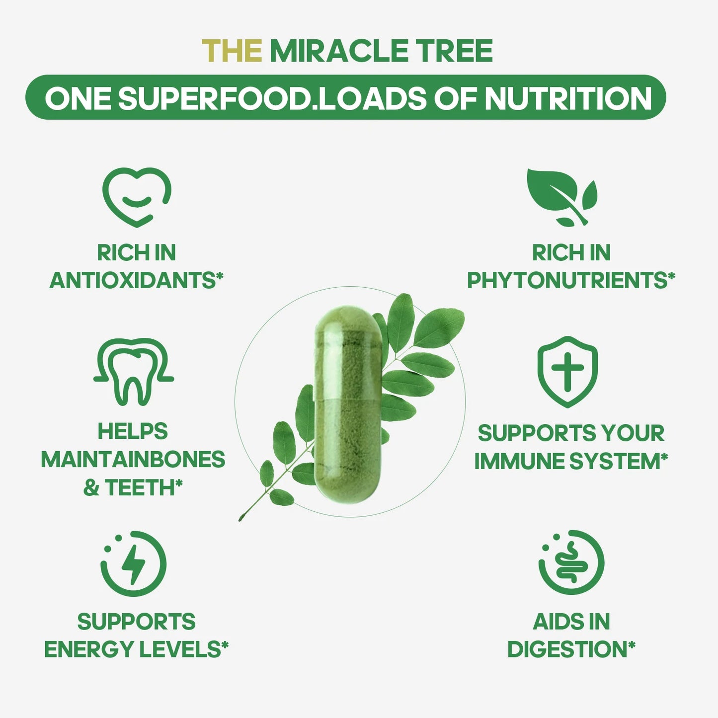 Quit Mood Moringa Powder Capsules Natural Green Antioxidant Superfood