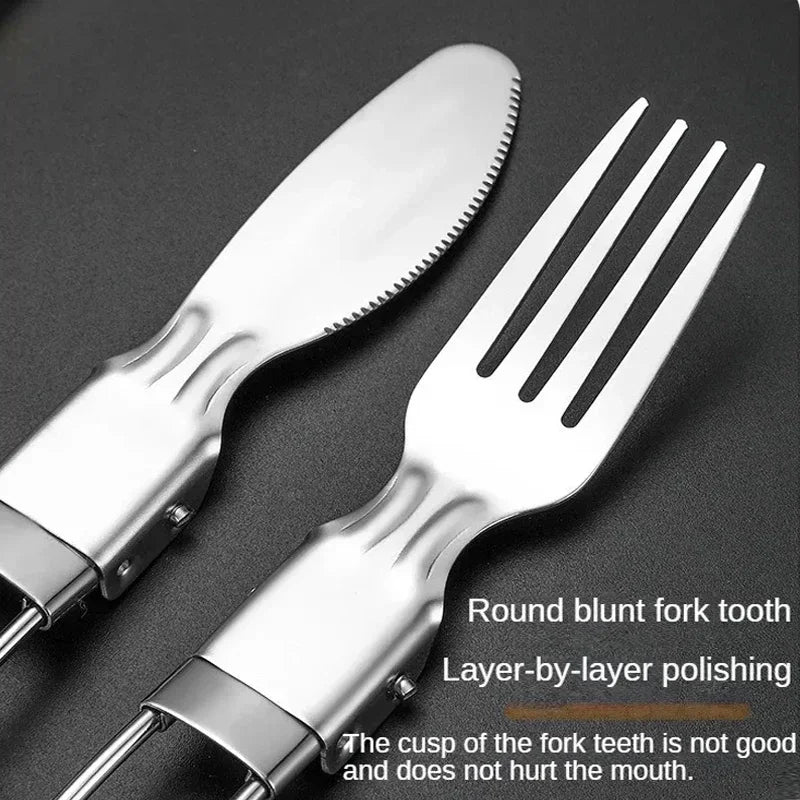 SMHXIANGQIANJIN Mini Portable Outdoor Spoon Fork Cutlery Set Stainless Steel