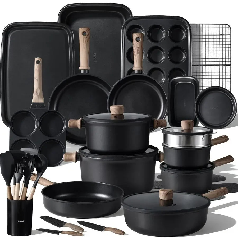 44-Piece Titanium Nonstick Cookware Set Induction Compatible Pots And Pans