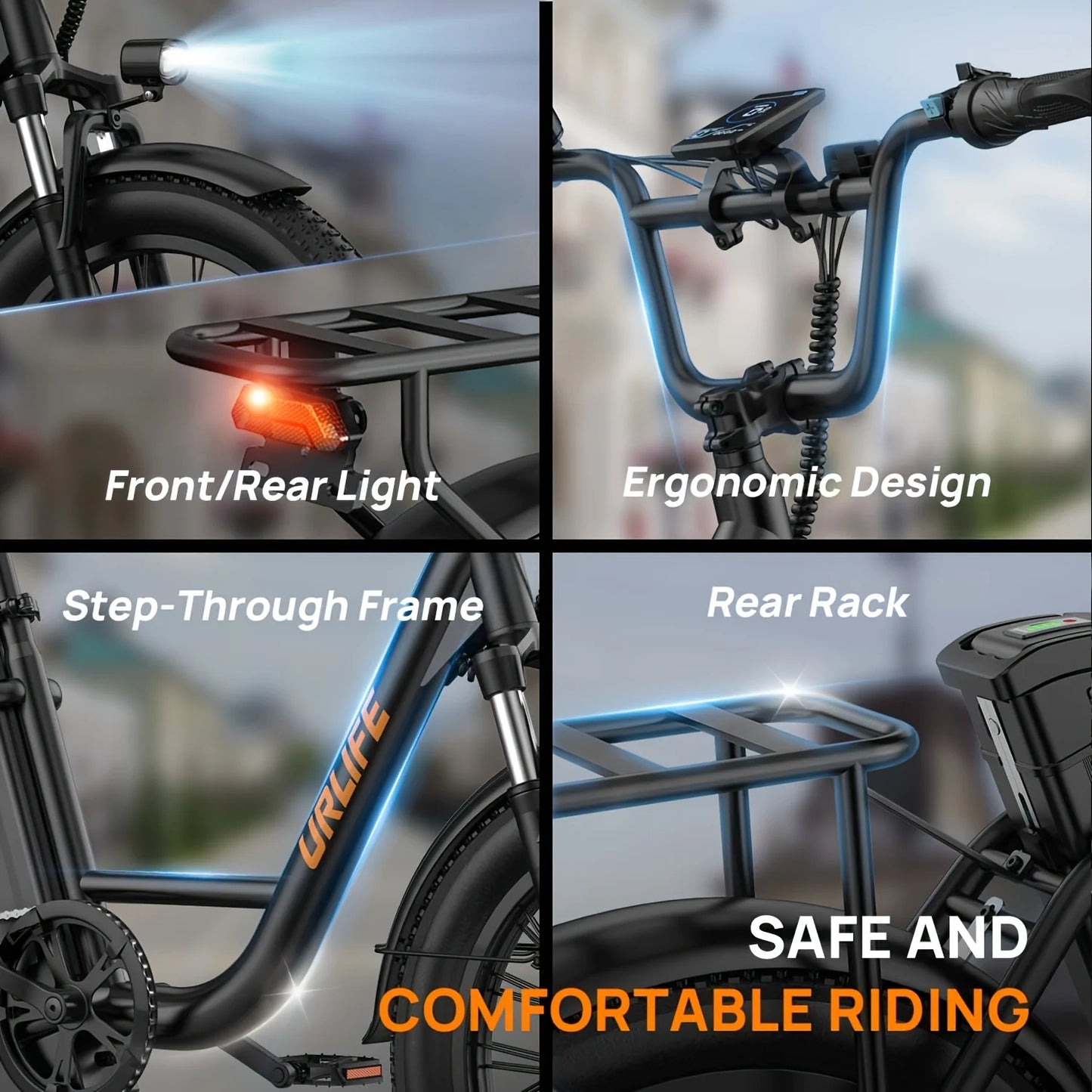 URLIFE 1000W E20 Electric Bike Removable Battery 48V 13Ah